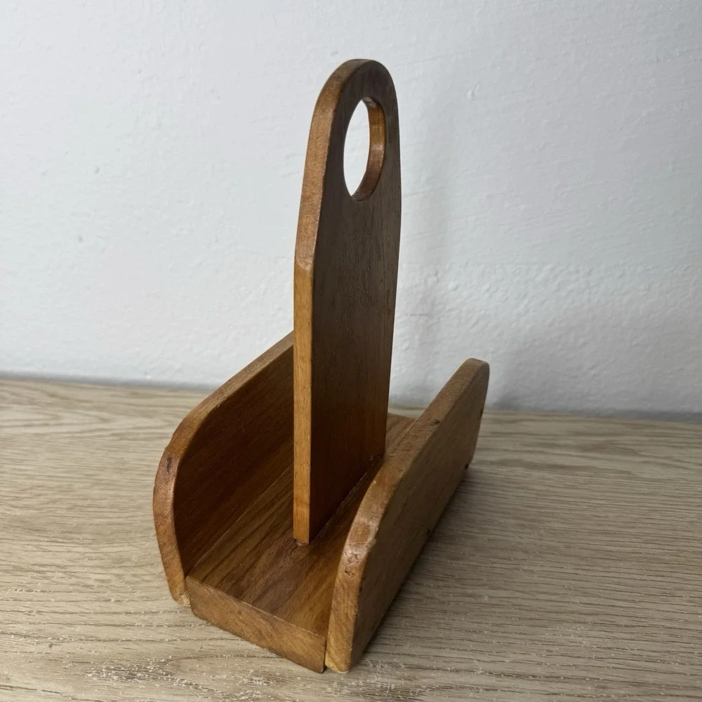 Vintage Handmade Wood Paper Napkin Holder Cottagecore Farmhouse‎ Country Folk